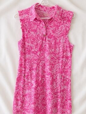 Lilly Pulitzer Luxletic Pink Floral Sleeveless Dress with Zippered Pockets